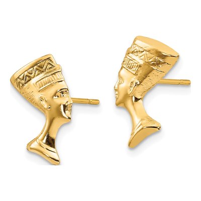10K Yellow Gold Nefertiti Stud Earrings – view 3