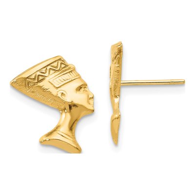 10K Yellow Gold Nefertiti Stud Earrings
