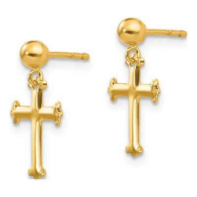 10K Yellow Gold Cross Dangle Earrings – view 2