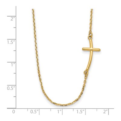 10K Yellow Gold Sideways Cross Pendant Necklace – view 3
