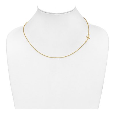 10K Yellow Gold Sideways Cross Pendant Necklace – view 4