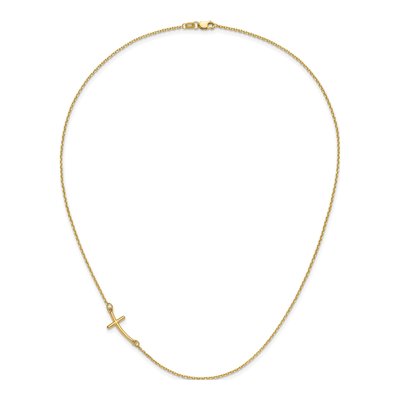 10K Yellow Gold Sideways Cross Pendant Necklace – view 5