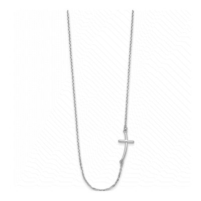 10K White Gold Sideways Cross Pendant Necklace – view 2
