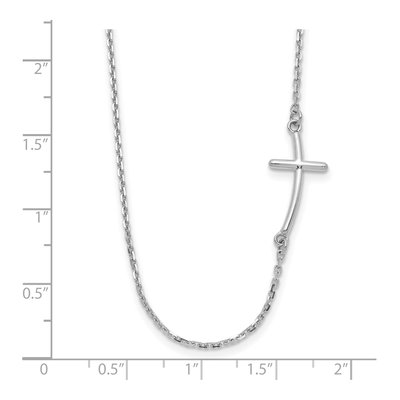 10K White Gold Sideways Cross Pendant Necklace – view 3