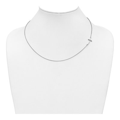 10K White Gold Sideways Cross Pendant Necklace – view 4
