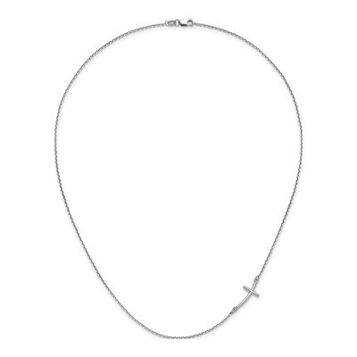 10K White Gold Sideways Cross Pendant Necklace – view 5