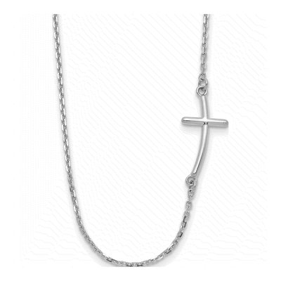 10K White Gold Sideways Cross Pendant Necklace