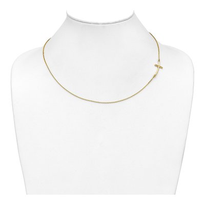 10K Yellow Gold Sideways Cross Pendant Necklace – view 3