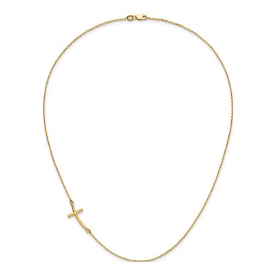 10K Yellow Gold Sideways Cross Pendant Necklace – view 4