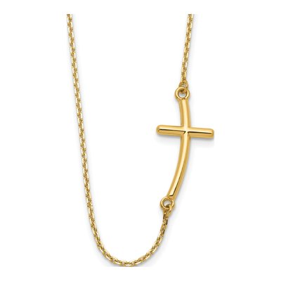 10K Yellow Gold Sideways Cross Pendant Necklace
