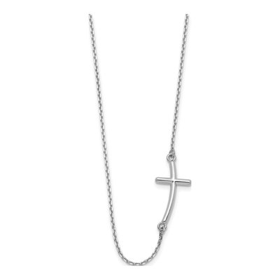 10K White Gold Sideways Cross Pendant Necklace – view 3