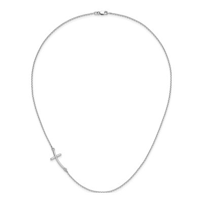 10K White Gold Sideways Cross Pendant Necklace – view 5