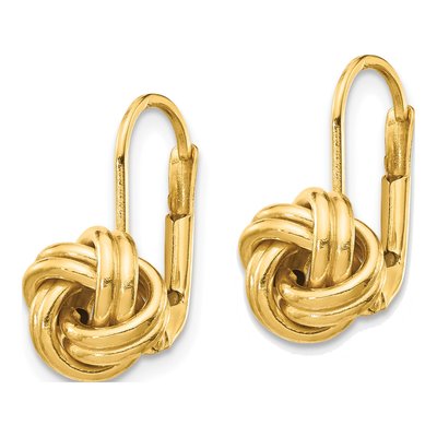 10K Yellow Gold Love Knot Leverback Earrings – view 3