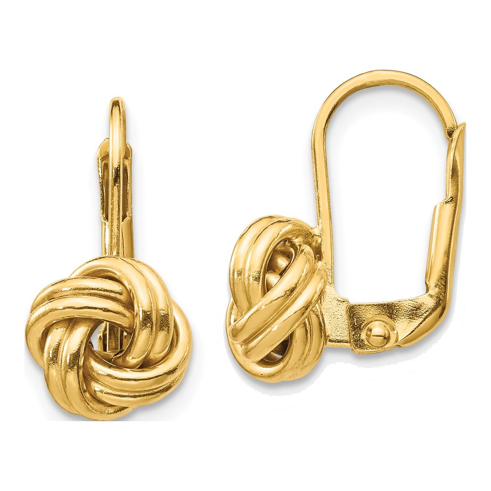 10k Yellow Gold Love Knot Leverback Earrings