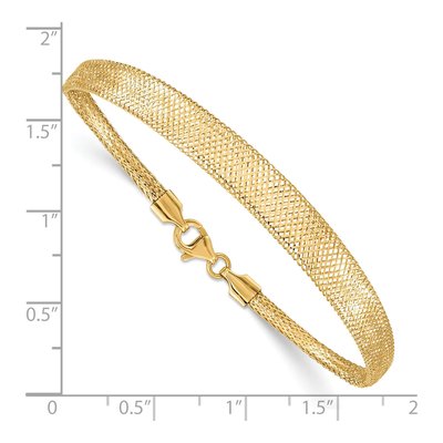 10K Yellow Gold 6.92mm Hollow Stretch Graduated Mesh Chain Bracelet – view 2