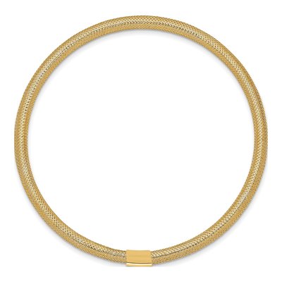 10K Yellow Gold 3mm Hollow Stretch Mesh Chain Bracelet – view 2