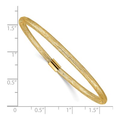 10K Yellow Gold 3mm Hollow Stretch Mesh Chain Bracelet – view 3
