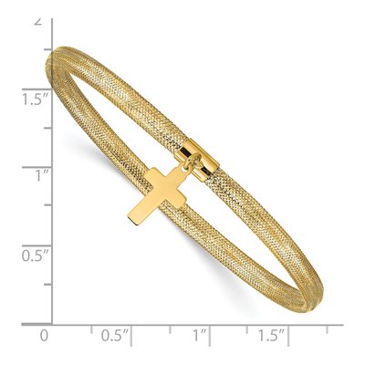 10K Yellow Gold 4mm Hollow Cross Stretch Mesh Chain Bracelet – view 3