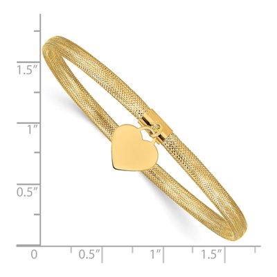 10K Yellow Gold 4mm Hollow Heart Stretch Mesh Chain Bracelet – view 3