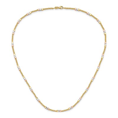 10K Tri-Color Gold 2.4mm Beaded Chain – view 3