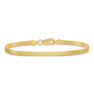 10K Yellow Gold 3mm Herringbone Chain Bracelet – view 3