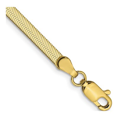 10K Yellow Gold 3mm Herringbone Chain Bracelet