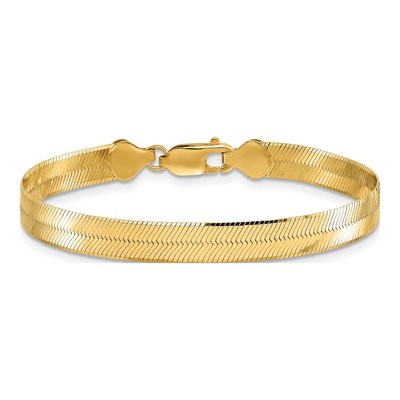 10K Yellow Gold 6.5mm Herringbone Bracelet, 8" – view 2
