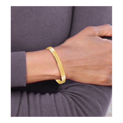 10K Yellow Gold 6.5mm Herringbone Bracelet, 8" – view 4