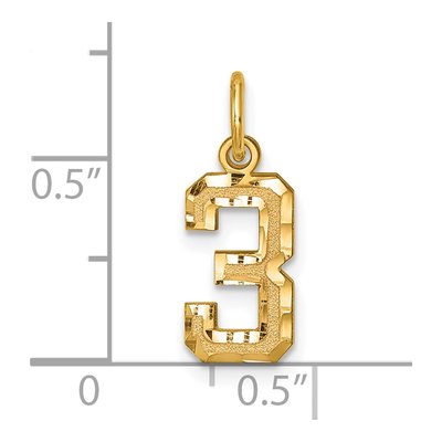 10K Yellow Gold Diamond-Cut Number 3 Charm – view 4