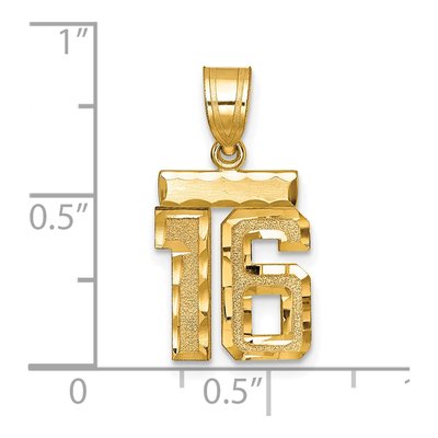 10K Yellow Gold Diamond-Cut Number 16 Charm – view 3