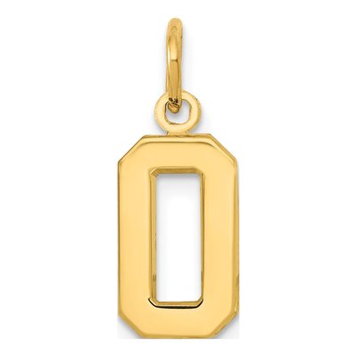 10K Yellow Gold Number 0 Charm