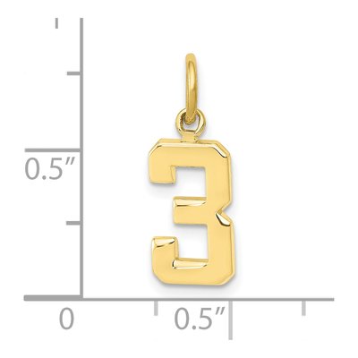 10K Yellow Gold Number 3 Charm – view 4