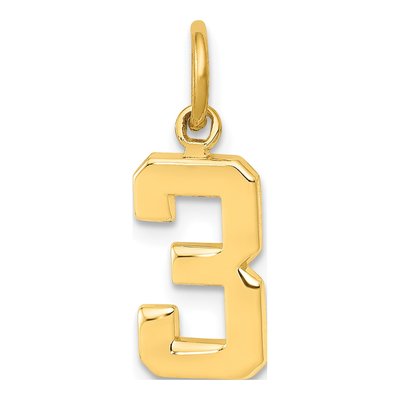 10K Yellow Gold Number 3 Charm