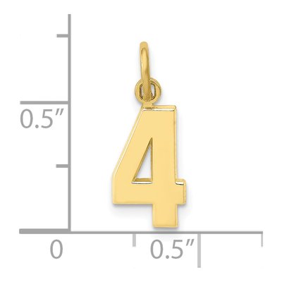 10K Yellow Gold Small Number 4 Charm – view 4