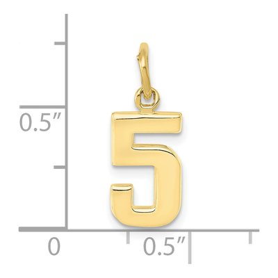 10K Yellow Gold Small Number 5 Pendant – view 4