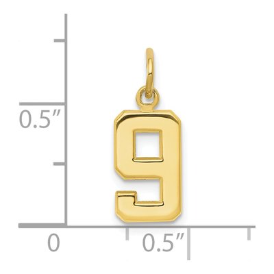 10K Yellow Gold Small Number 9 Pendant – view 4