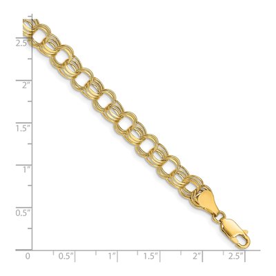 10K Yellow Gold Lite Semi-Solid Diamond-Cut Triple Link Charm Bracelet – view 2