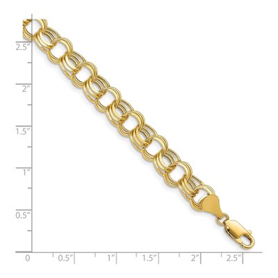 10K Yellow Gold Diamond-Cut Triple Link Charm Bracelet – view 2