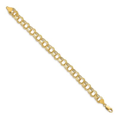 10K Yellow Gold Diamond-Cut Triple Link Charm Bracelet – view 3