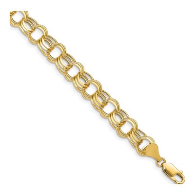 10K Yellow Gold Diamond-Cut Triple Link Charm Bracelet