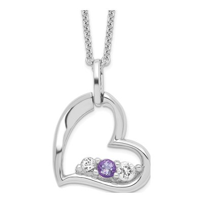 10K White Gold Purple Topaz Heart Necklace