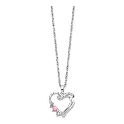 10K White Gold Pink Topaz Heart Necklace – view 2