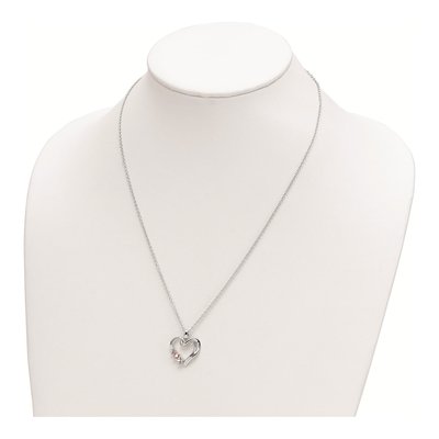 10K White Gold Pink Topaz Heart Necklace – view 4