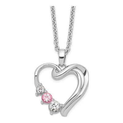 10K White Gold Pink Topaz Heart Necklace