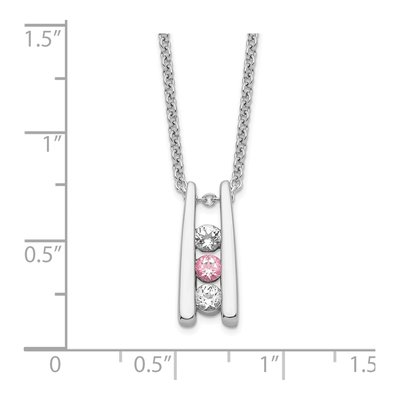 10K White Gold Pink Topaz Grateful Pendant Necklace – view 2