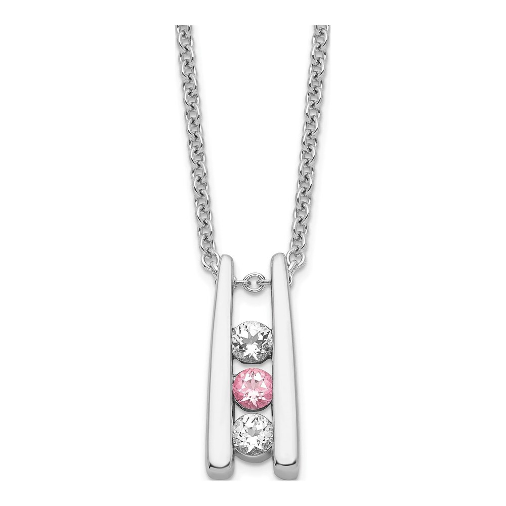 10K White Gold Pink & White Topaz Grateful Necklace