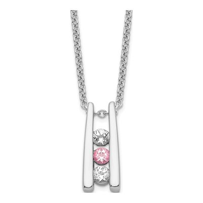 10K White Gold Pink Topaz Grateful Pendant Necklace