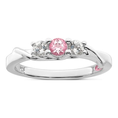 10K White Gold or Sterling Silver Pink Topaz Joanna Ring