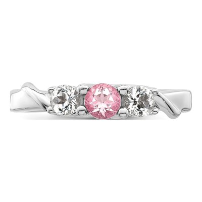 10K White Gold or Sterling Silver Pink Topaz Joanna Ring – view 4