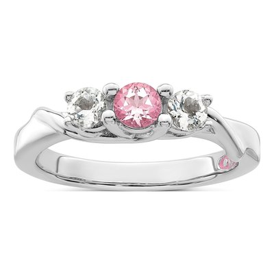 10K White Gold or Sterling Silver Pink Topaz Joanna Ring